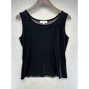 Karen Kane Womens Blouse Size Medium Black Velour Sleeveless Top Stretch